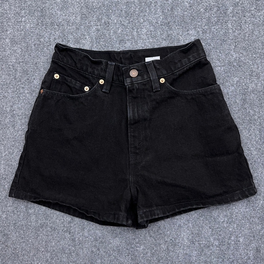 VTG 90's Levi's 512 Slim Fit Denim Shorts Women 7 Black High Waisted Made in USA